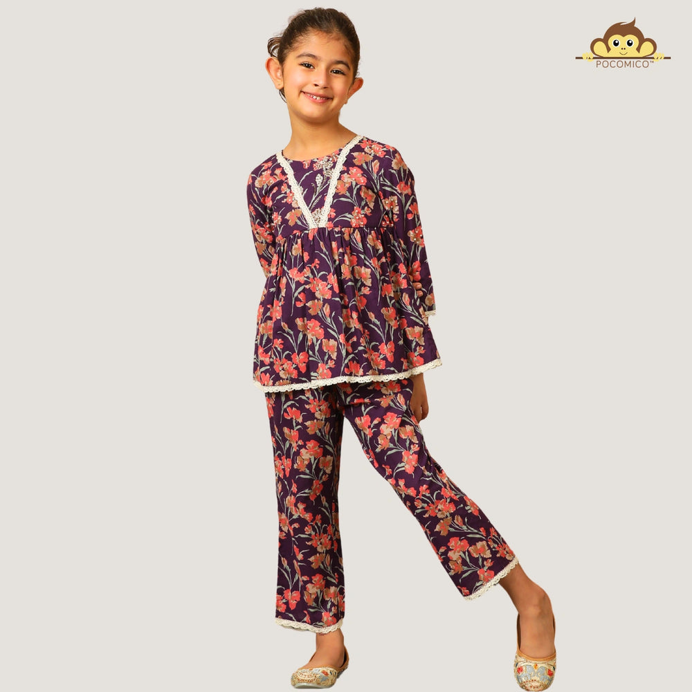 
                  
                    purple-icory-floral-pink-bead-work-kurti-set-pajama-girls-pocomico
                  
                