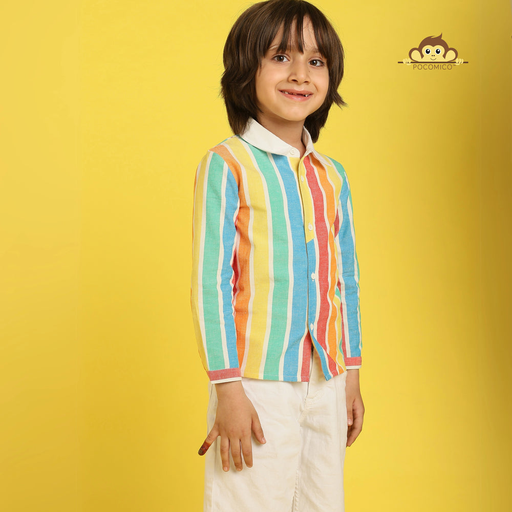 
                  
                    Rainbow striped shirt + for boys
PocoMico shirt + yarn-dyed stripes
Colorful kidswear + soft cotton-linen
Vibrant boys shirt + full sleeves
Creative design + rainbow pattern
Everyday comfort + standout style
Adventure-ready + breathable fabric
Multicolored shirt + premium finish
Trendy boyswear + unique texture
PocoMico clothing + artistic stripes
                  
                