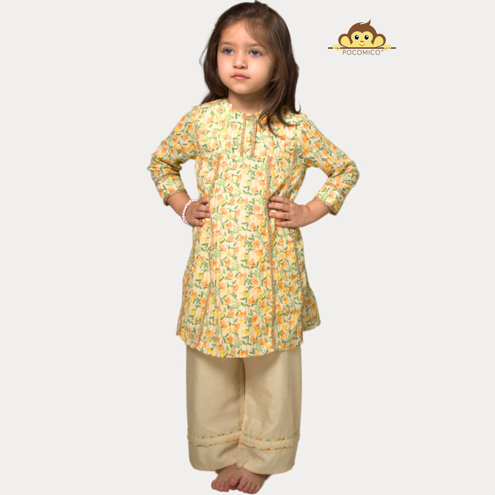 
Rangrez+Kurta+PalazzoSet+Set+Cotton.100%+BCI+certified+Cotton+yello+Embroidered+Set+paired+festivewear+printed+weddingwear+soft+floral+pajama+cotton+beautiful+comfortable+perfect+pink+POCOMICO
