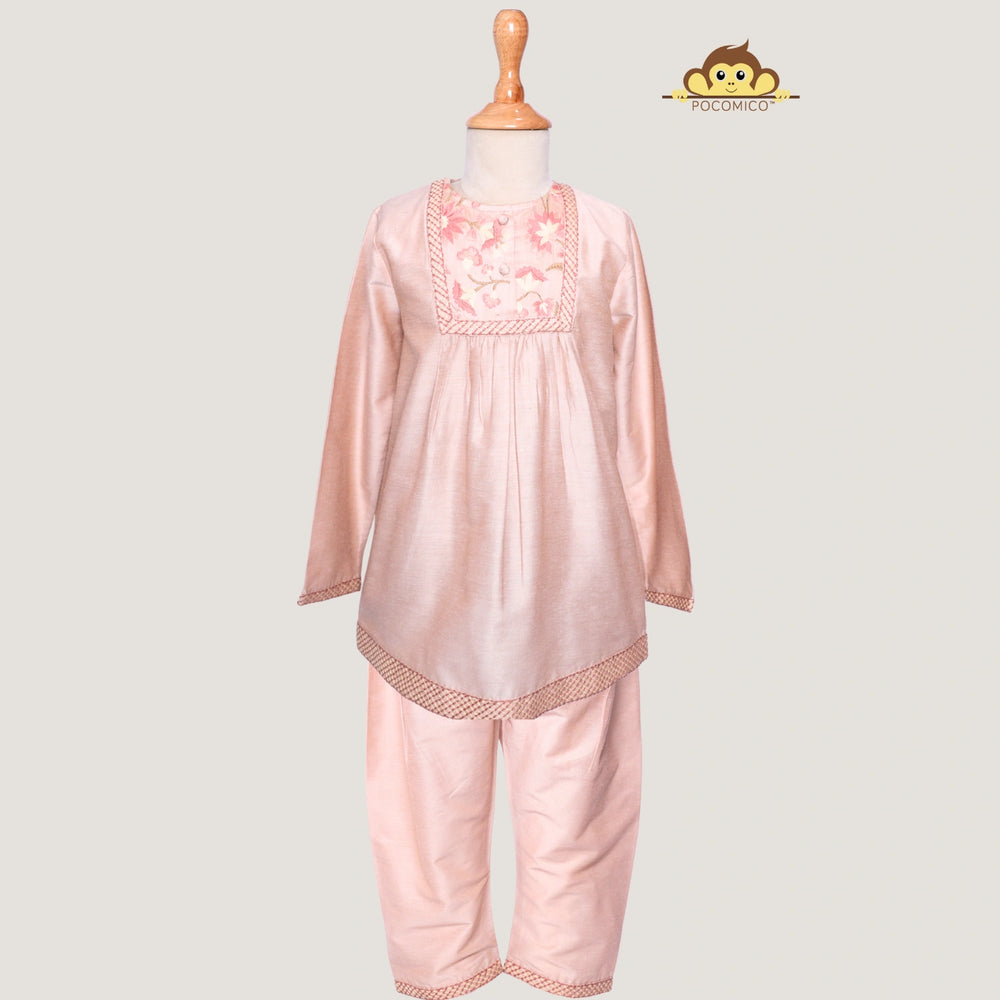 nudes+dusky+rose+pale+kurti+pajama+embroidery+girls+pocomicoSet+Cotton.100%+BCI+certified+Cotton+yello+Embroidered+Set+paired+festivewear+printed+weddingwear+soft+floral+pajama+cotton+beautiful+comfortable+perfect+pink+POCOMICO
