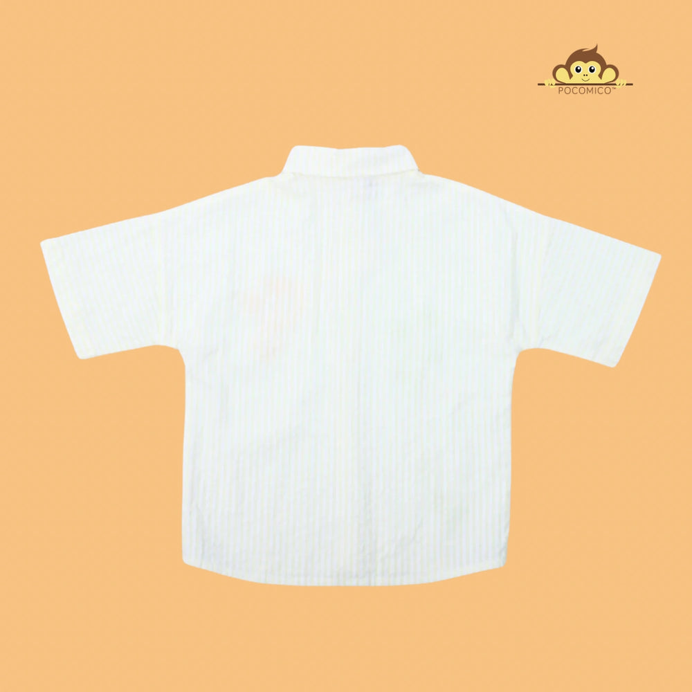 
                  
                    POCOMICO + Summer  + Breeze + Seersucker + Co-ord + Set + boys +  + relaxed fit + soft + BCI cotton + seersucker + summer + shirt + short + Boys + set + play + formal + smart + casual + pastel + green + stripes + embroidery + palm tree 
                  
                