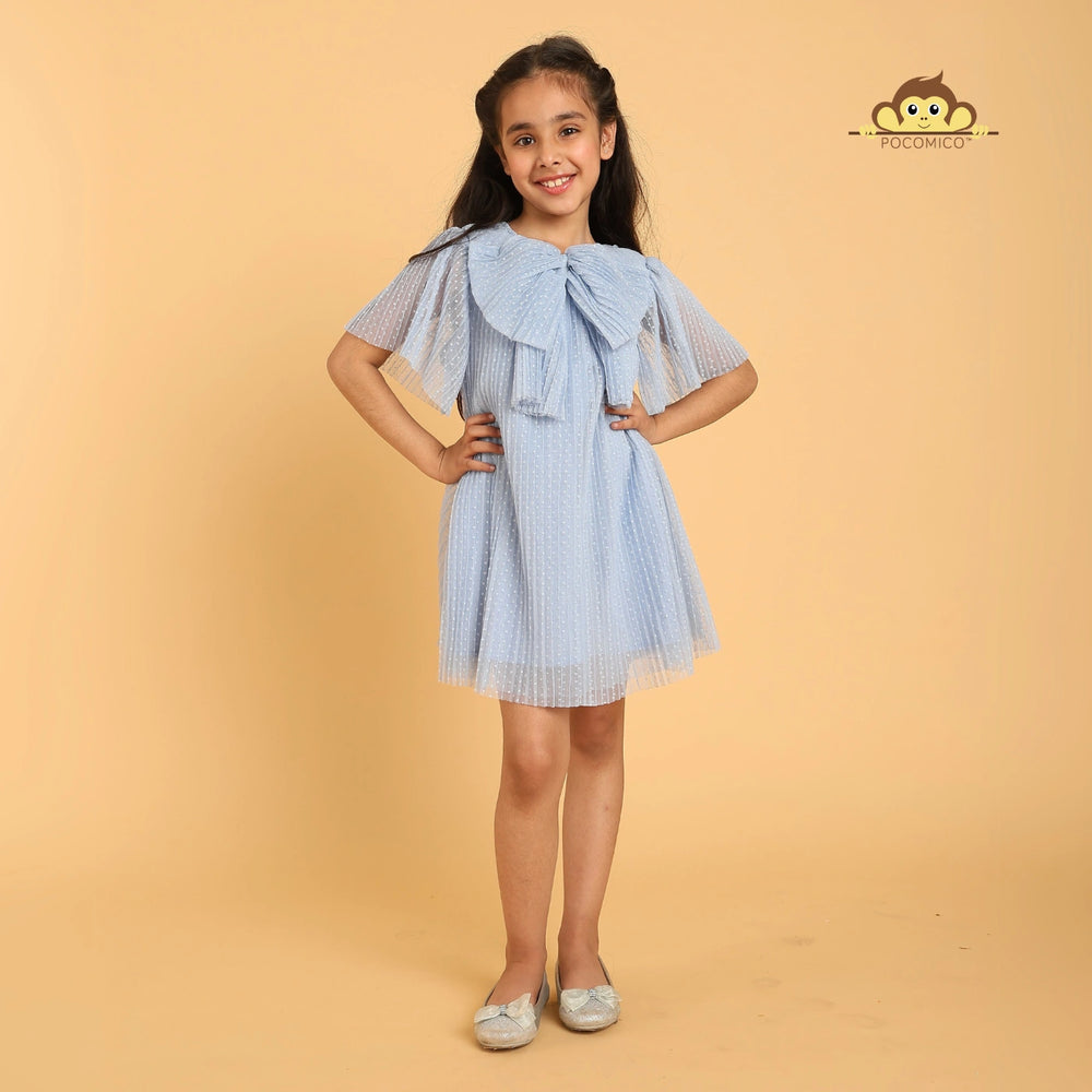 
                  
                    Bow Belle Mesh Dress by POCOMICO + soft mesh overlay + BCI cotton lining + girls fairy tale dress + dotted charm + bow detail + light and airy + perfect for birthday parties + special playdates + twirl-friendly outfit
                  
                