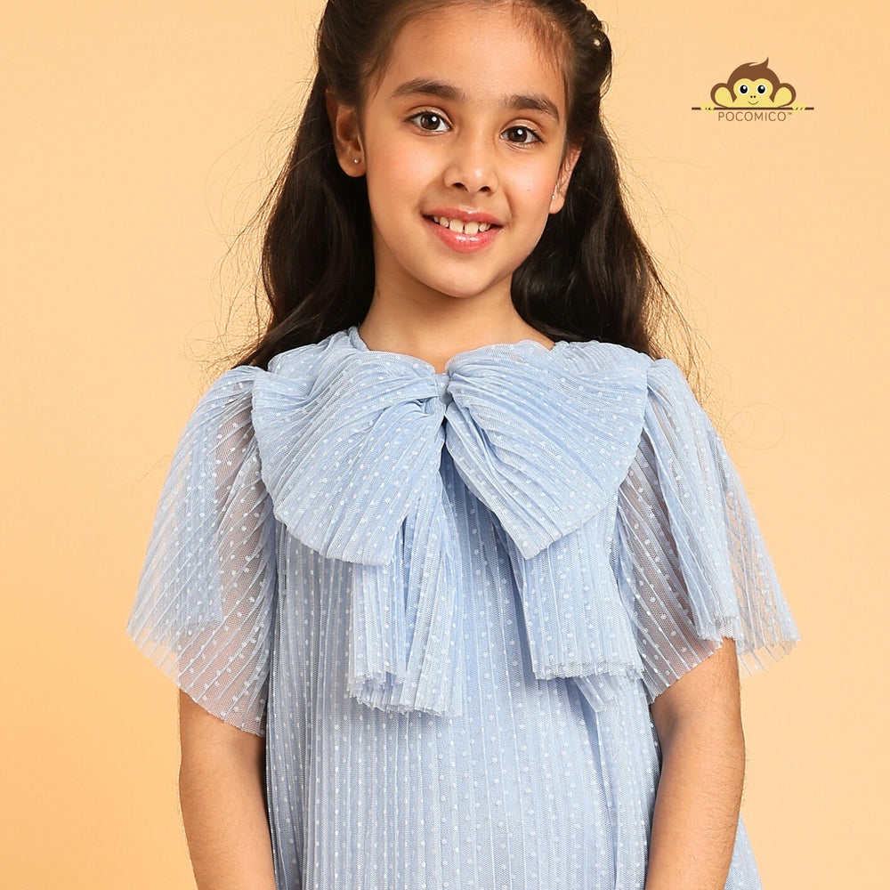 
                  
                    Bow Belle Mesh Dress by POCOMICO + soft mesh overlay + BCI cotton lining + girls fairy tale dress + dotted charm + bow detail + light and airy + perfect for birthday parties + special playdates + twirl-friendly outfit
                  
                