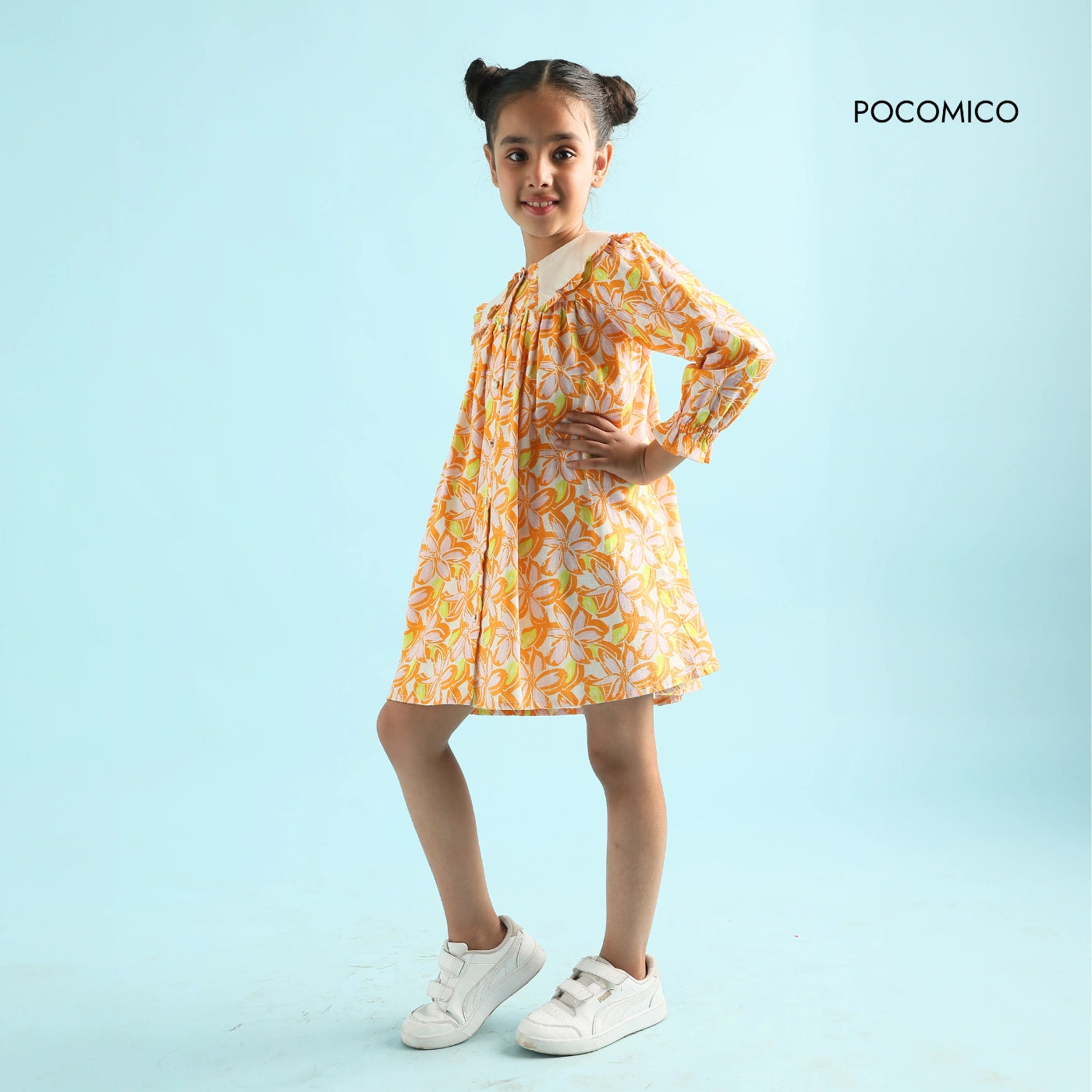 Sunbeam Frill Collar Dress is a must-have for carefree spring days. Crafted from 100% BCI cotton slub with a 100% BCI cotton lining