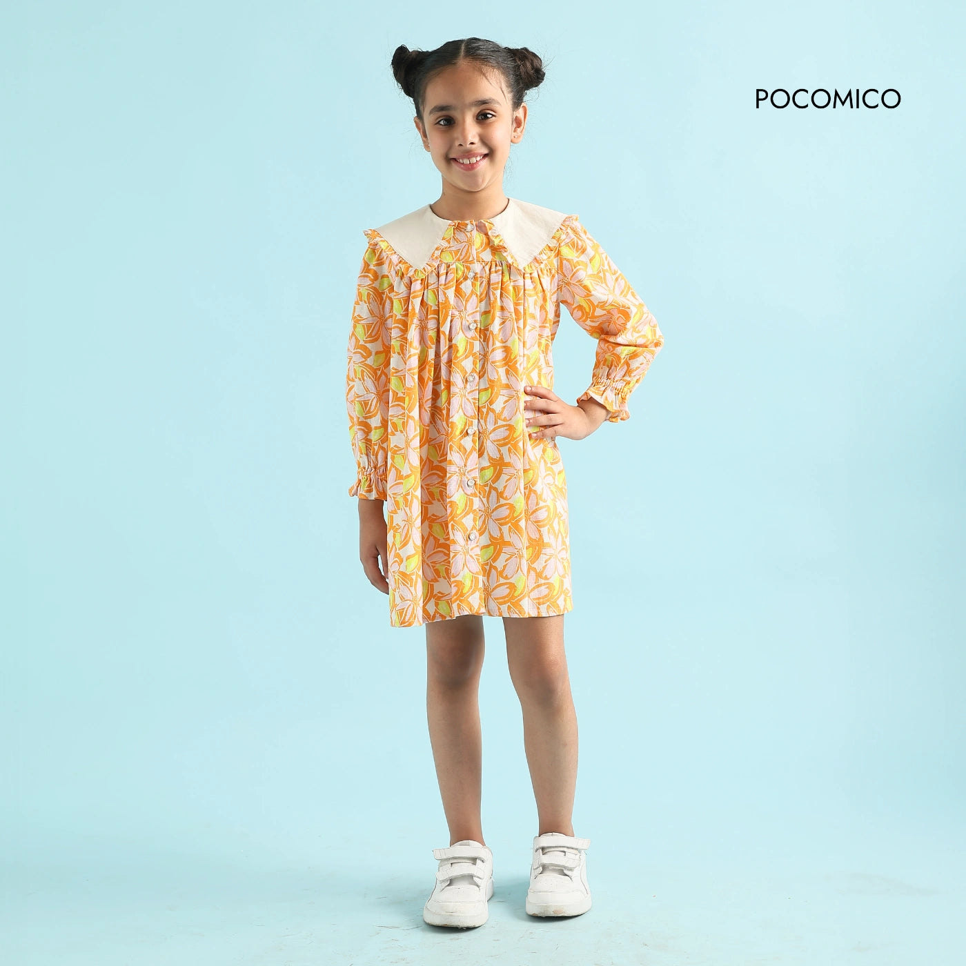 Sunbeam Frill Collar Dress is a must-have for carefree spring days. Crafted from 100% BCI cotton slub with a 100% BCI cotton lining