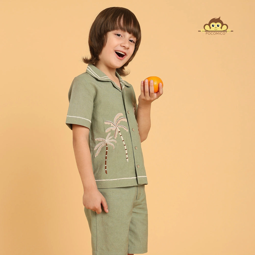 
                  
                    Tropical co-ord set + for boys
PocoMico co-ord set + palm tree embroidery
Island-inspired outfit + cotton fabric
Sage green set + breezy summer wear
Cuban collar shirt + stylish shorts
Beach day outfit + vacation ready
Comfortable boyswear + breathable material
Summer co-ord set + relaxed fit
Trendy boyswear + tropical vibes
PocoMico clothing + island adventure + POCOMICO
                  
                