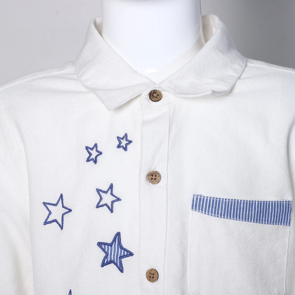 
                      
                        PocoMico Shooting Star White Embroidered Shirt
                      
                    