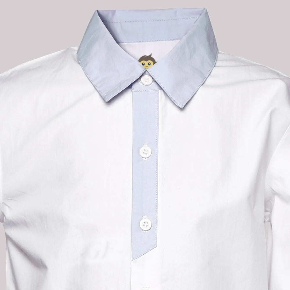 
                      
                        PocoMico Cotton Skyline Collar White Shirt
                      
                    