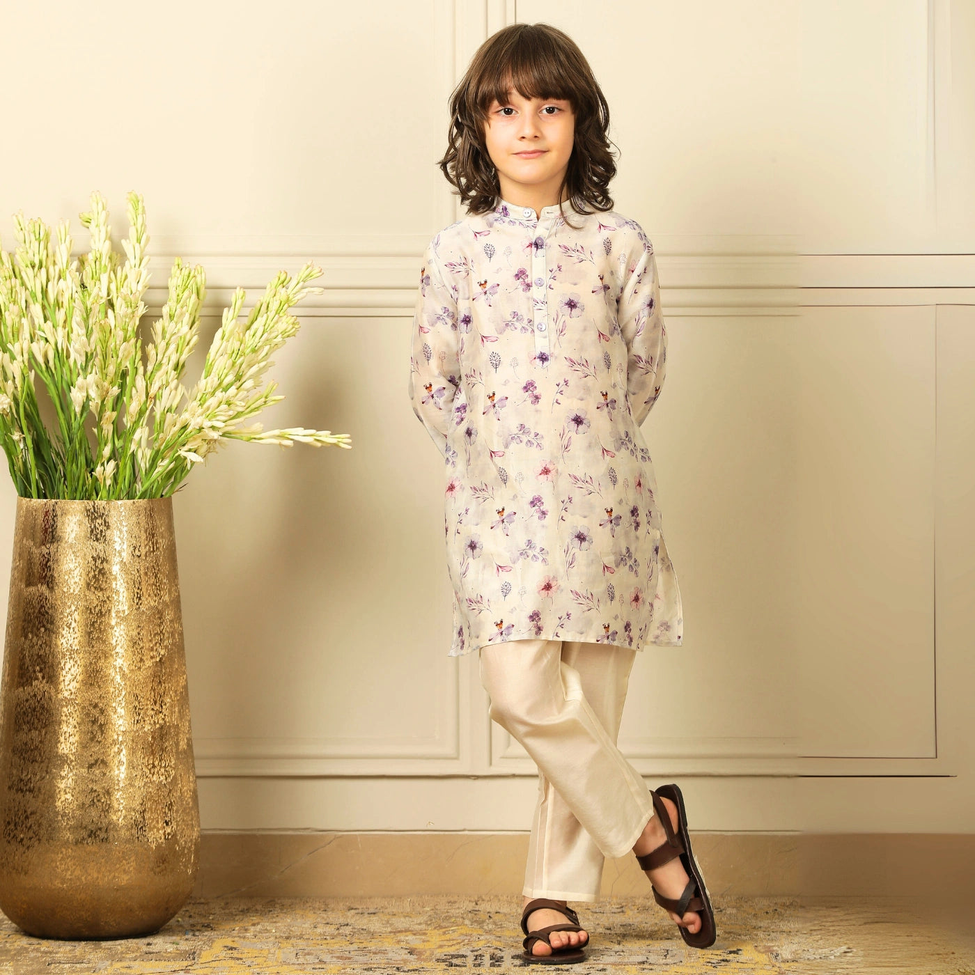 floral+kurta+set+white+pants+pastels+lavender+pajama+festive+wear+idianwear+pocomico
