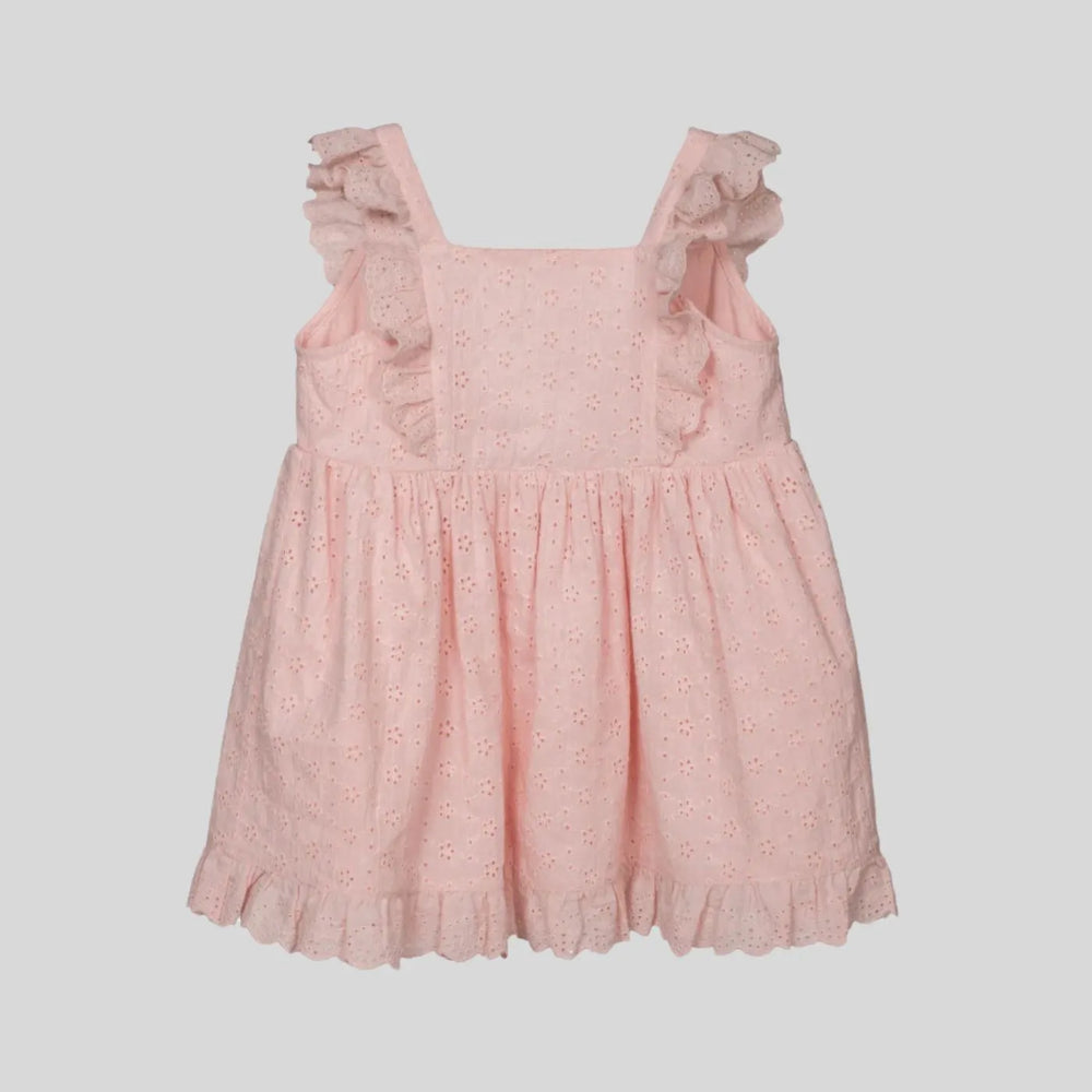 Peach Schiffily Embroidery Dress