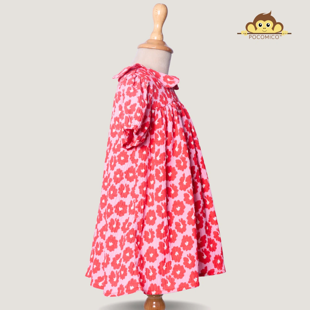 
                  
                    pink-red-dress-summer-cotton-girl-peter+pan+Collar-kids+pocomicO+girls+floral+flowy

                  
                