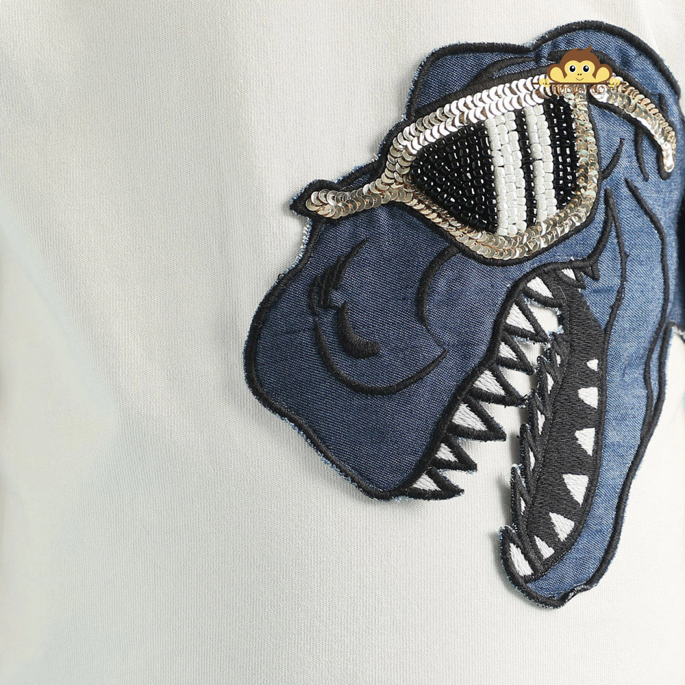 
                  
                    White + t shirtWhite + t shirt + Dino + casualwear + daily wear + soft + cotton +comfy + round neck + summer+ wear + POCOMICO
                  
                