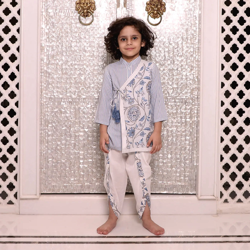 
                      
                        PocoMico's Printed Neelkamal Angrakha Kurta & Dhoti Set
                      
                    