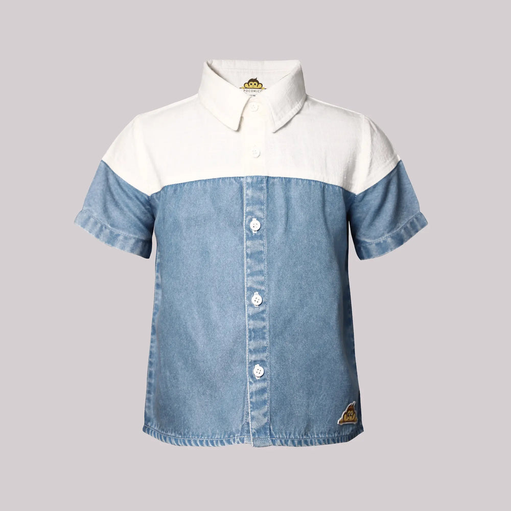 
                      
                        PocoMico Denim Patchwork Shirt
                      
                    