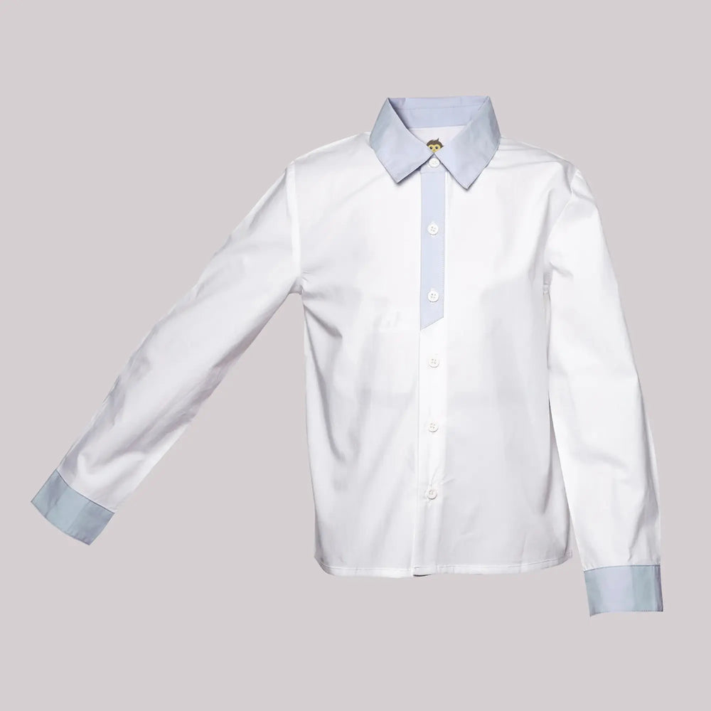 PocoMico Cotton Skyline Collar White Shirt