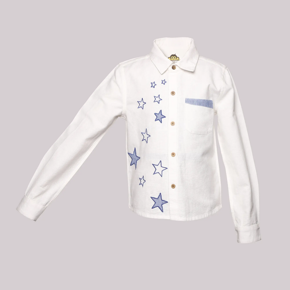 
                      
                        PocoMico Shooting Star White Embroidered Shirt
                      
                    