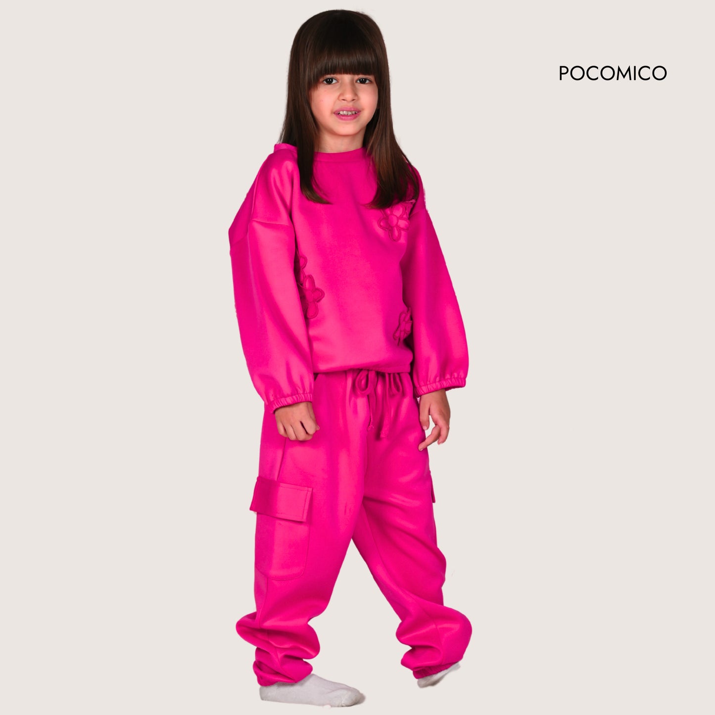 3D FLOWER co-ord set for girls by pocomico + coord + cute coord set for girl + trouser + full sleeves