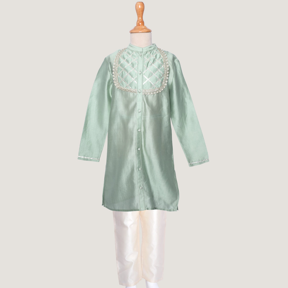 mint+green+gotapatti+boys+kurta+pajama+botton+fullsleeves+white+chanderi+wedding+festive+indian+pocomico