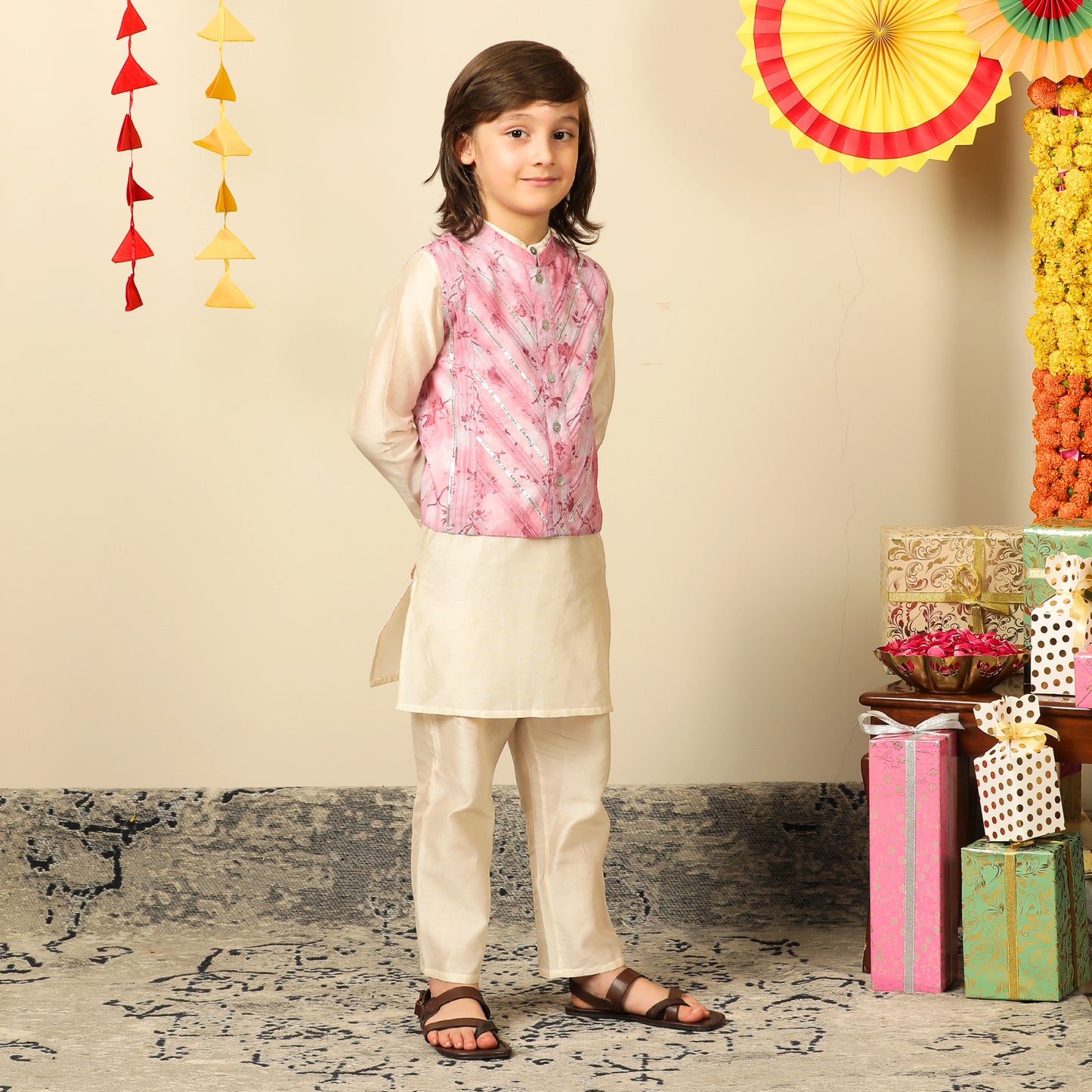 naksh_kurta_and_jacket_traditional_indian_wear_pink_beige_red_boy_kids_ethnic