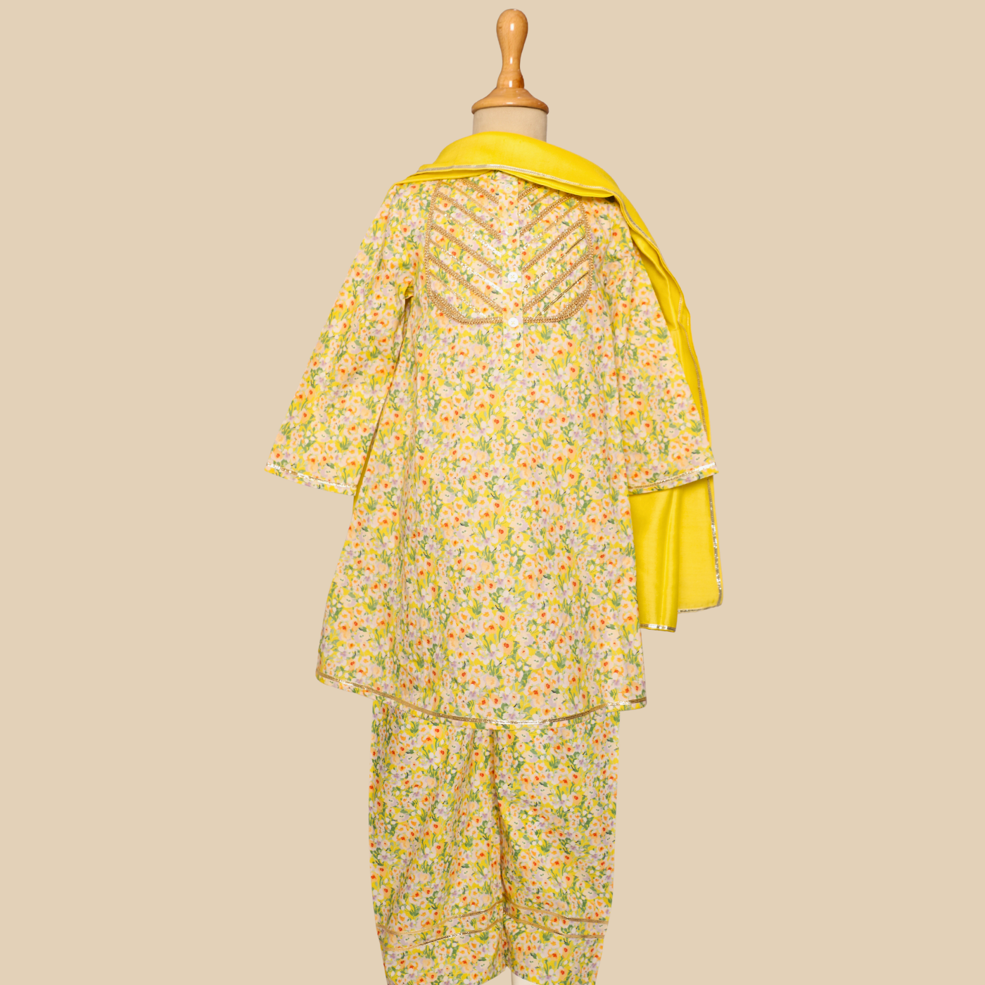 "Inspired by summer blooms, the Amaltas Festive Set is crafted in 100% BCI-certified cotton, making it breathable and perfect for warmer weather. The kurta features delicate prints and a relaxed cut, paired with comfortable bottoms for effortless wear. The bright dupatta adds a lively contrast, bringing the whole look together.

A beautiful choice for daytime festivities, family gatherings, and sunlit celebrations."