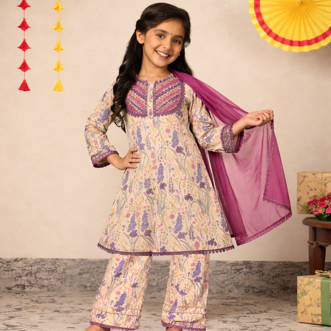 Rooted in tradition yet easy to wear, the Phoolkari Grace Set is crafted from 100% BCI-certified cotton, ensuring breathability and softness against the skin. 