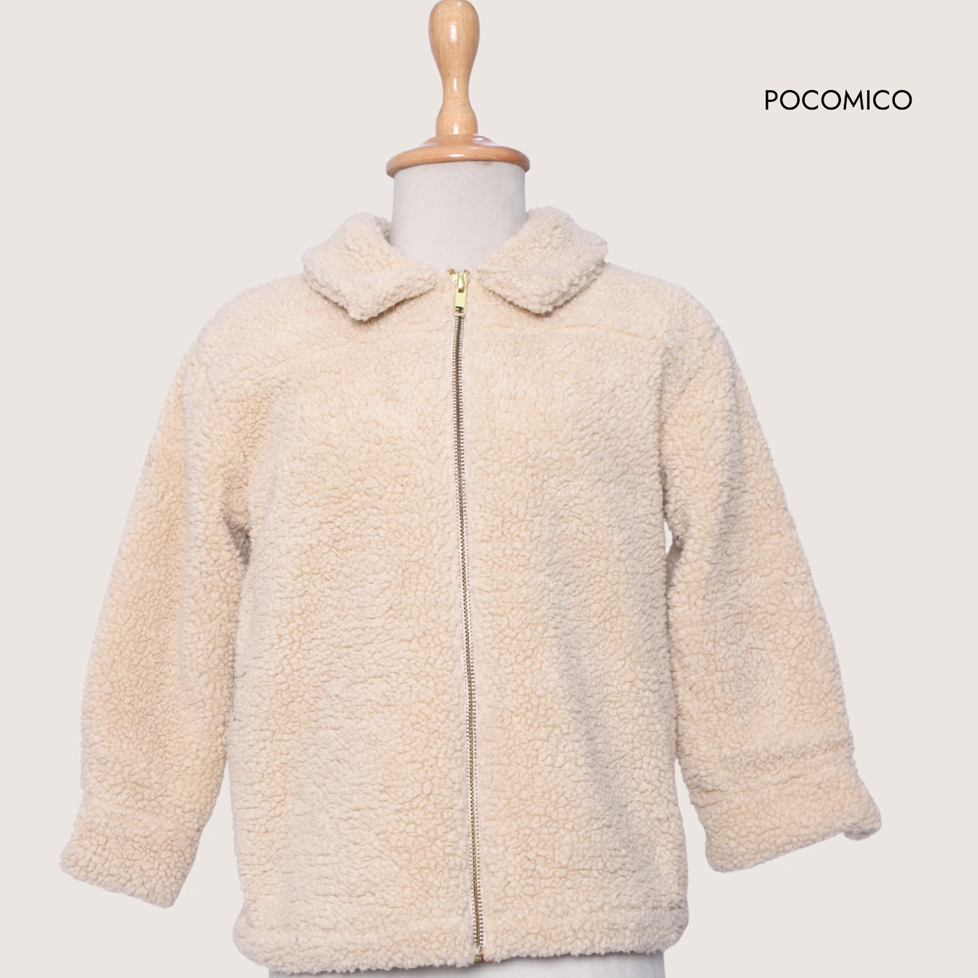 Beige+fleece+jacket+Pocomico+jip+chain+kids+wear+winters+fullsleeves+collar