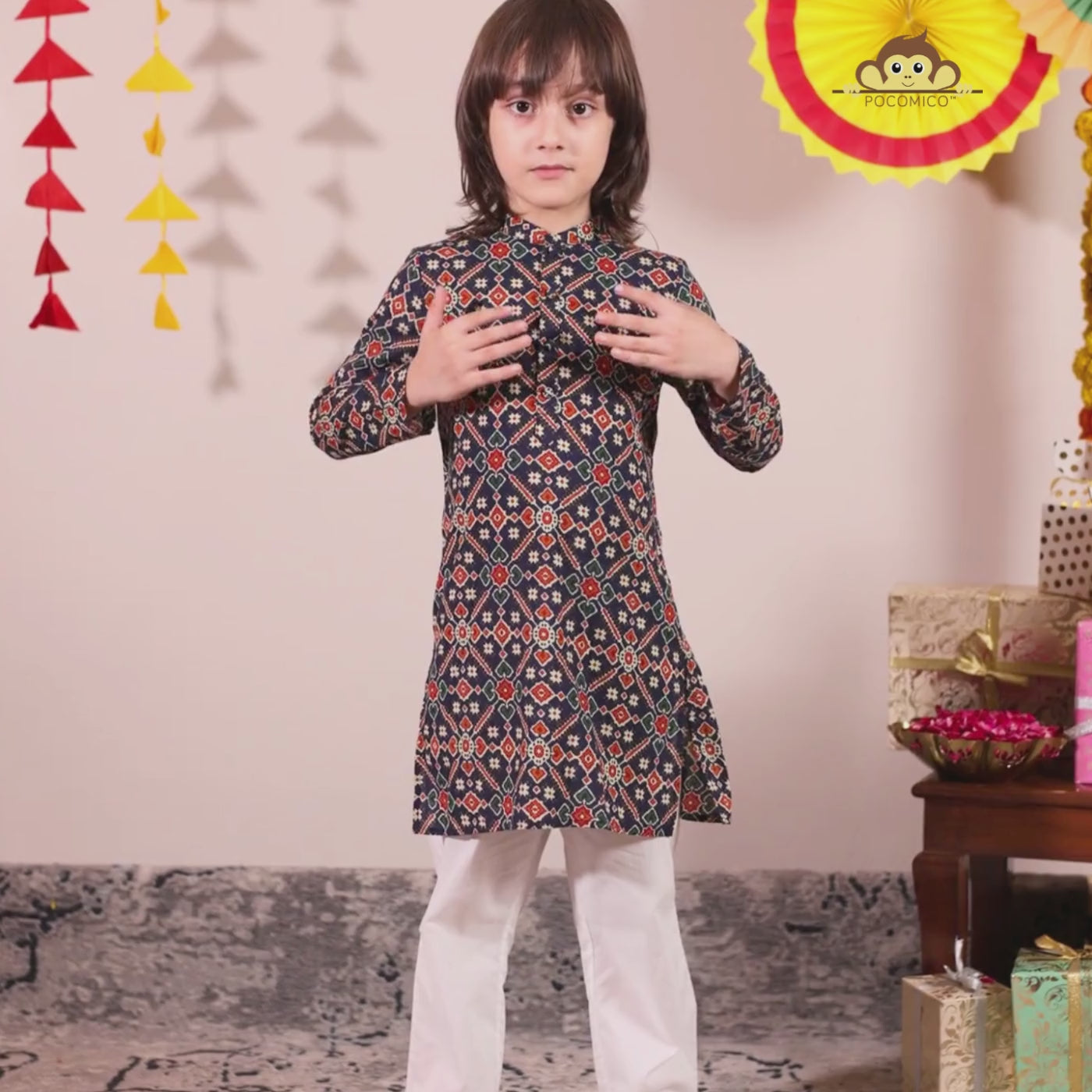 night+jasmine+kurta+set+boy+blue+ikat+white+pajama+festive+wedding+cotton+comfy+perfect+full+sleeve+bottons+pocomico