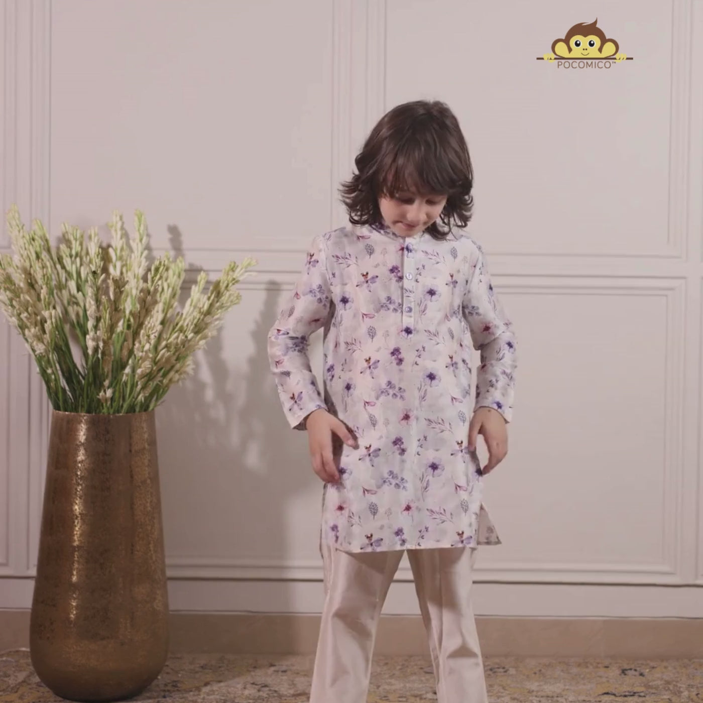 floral+kurta+set+white+pants+pastels+lavender+pajama+festive+wear+idianwear+pocomico