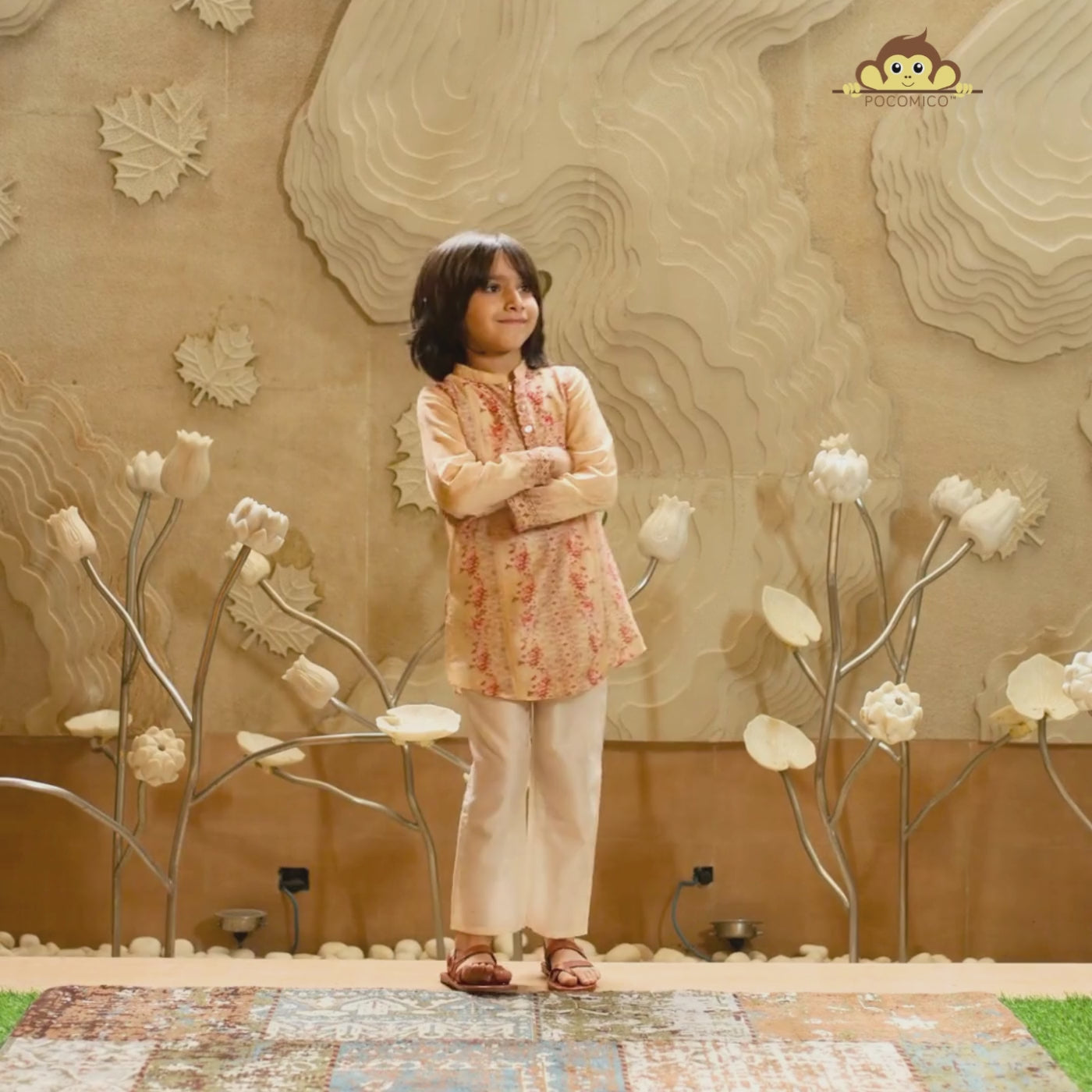 The kurta is lightweight and breezy, designed with a straight cut for a classic fit that keeps your little one comfortable all day.