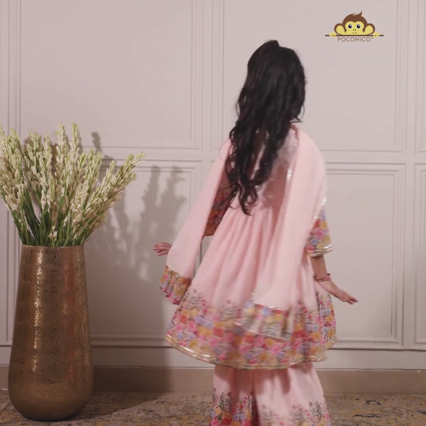 floral+pink+pastel+gotapatti+dupatta+sharara+frock+festive+indian+wear+pocomico