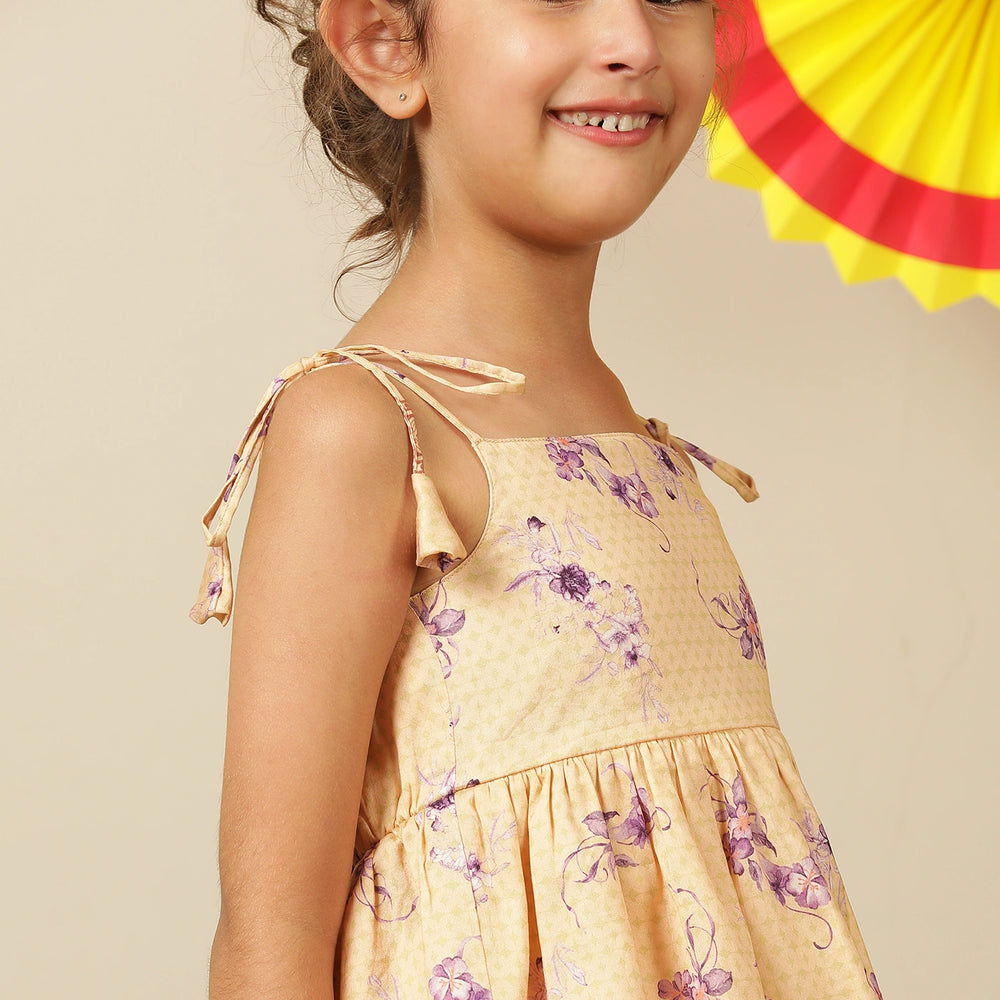 
                  
                    festive + set + soft + chanderi + fabric +  sleeveless + peplum + top + pastel + floral + motifs + digital print + purple + beige + cream + brown + Indian + POCOMICO + girl
                  
                