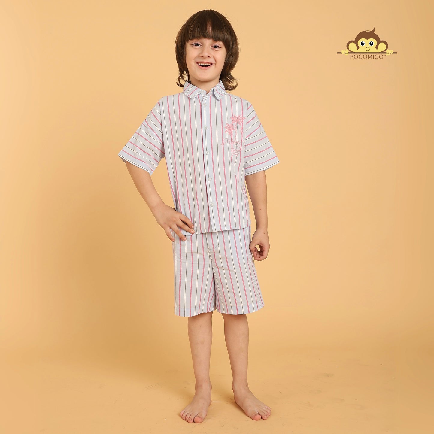 Striped co-ord set + for boys
Pocomico co-ord set + striped pattern
Summer outfit + breathable cotton
Stylish kidswear + lightweight fabric
Vibrant stripes + playful design
Casual playdate + special occasions
Comfortable outfit + everyday wear
BCI cotton set + summer essential
Trendy boyswear + easy dressing
Pocomico clothing + fun stripes

