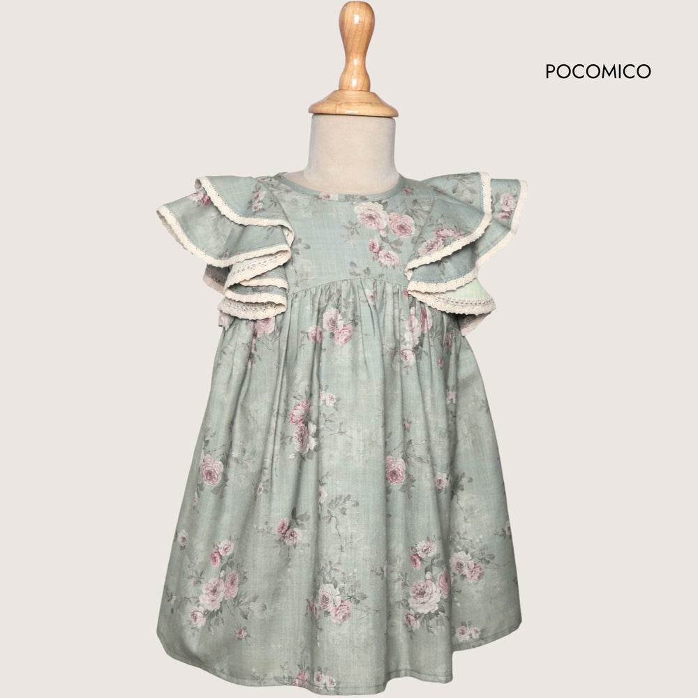 vintage_summer_floral_green_cotton