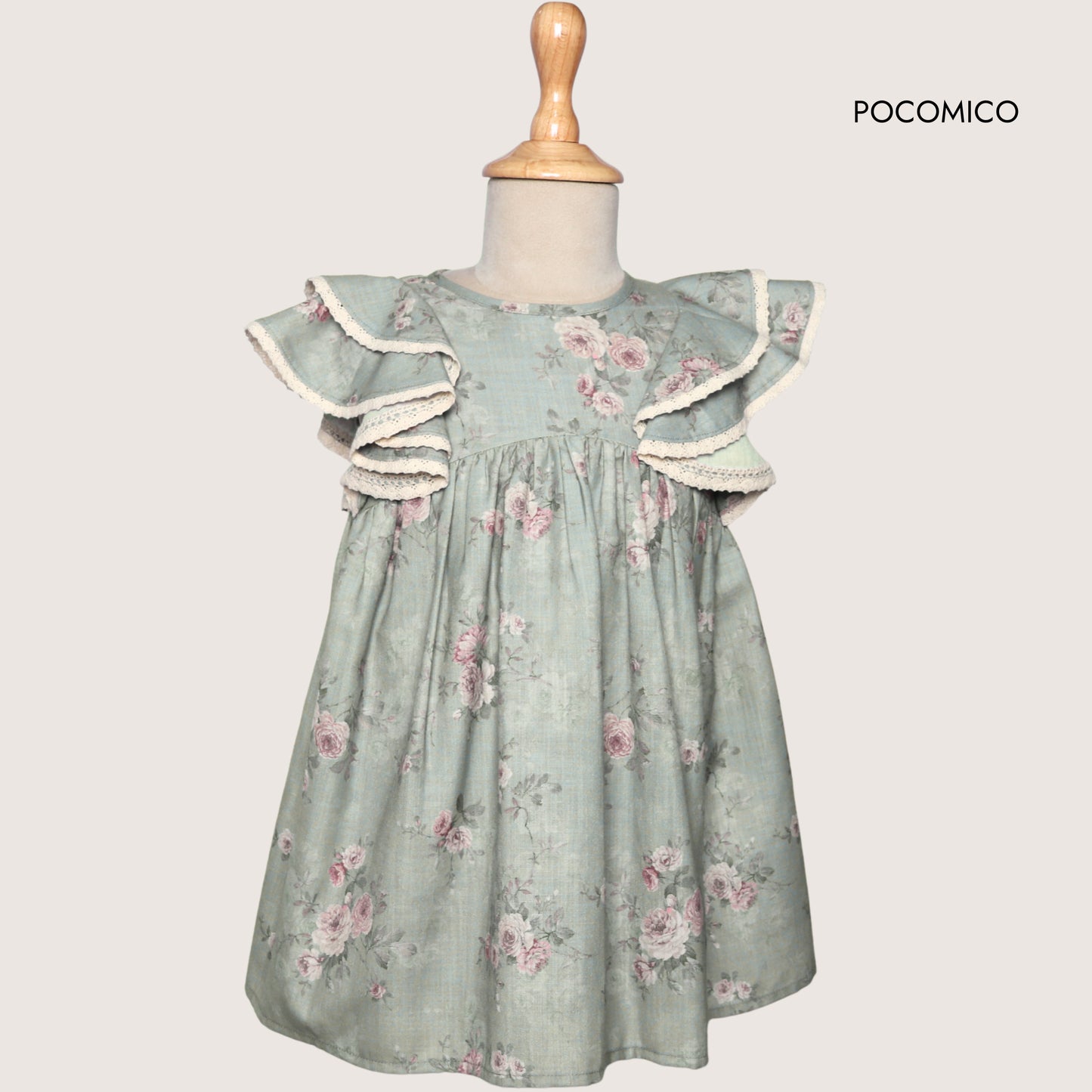 vintage_summer_floral_green_cotton